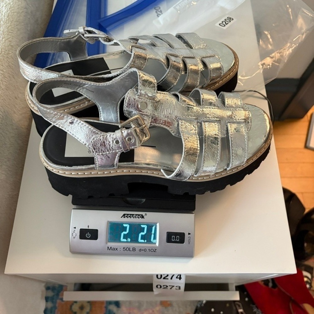 Dolce Vita Latice Gladiator Sandals Women's 9 Silver Fisherman Platform Chunky - Picture 6 of 6
